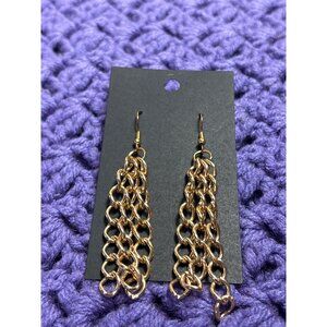 Vintage Goldtone Chain Dangle Earrings 2.5 inches Long